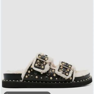 Elegant Black and Cream Studded Women's Sandals